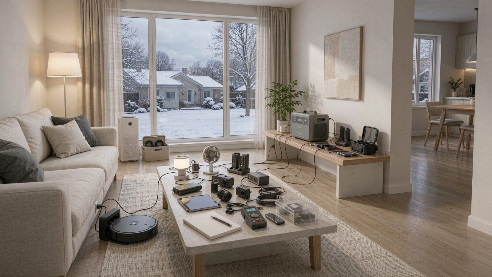 Products laid out for testing in a Canadian living room